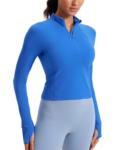 CRZ YOGA Butterluxe Half Zip Long Sleeve Shirts for Women - Workout Athletic Yoga Tops Crop Colla... | Amazon (US)