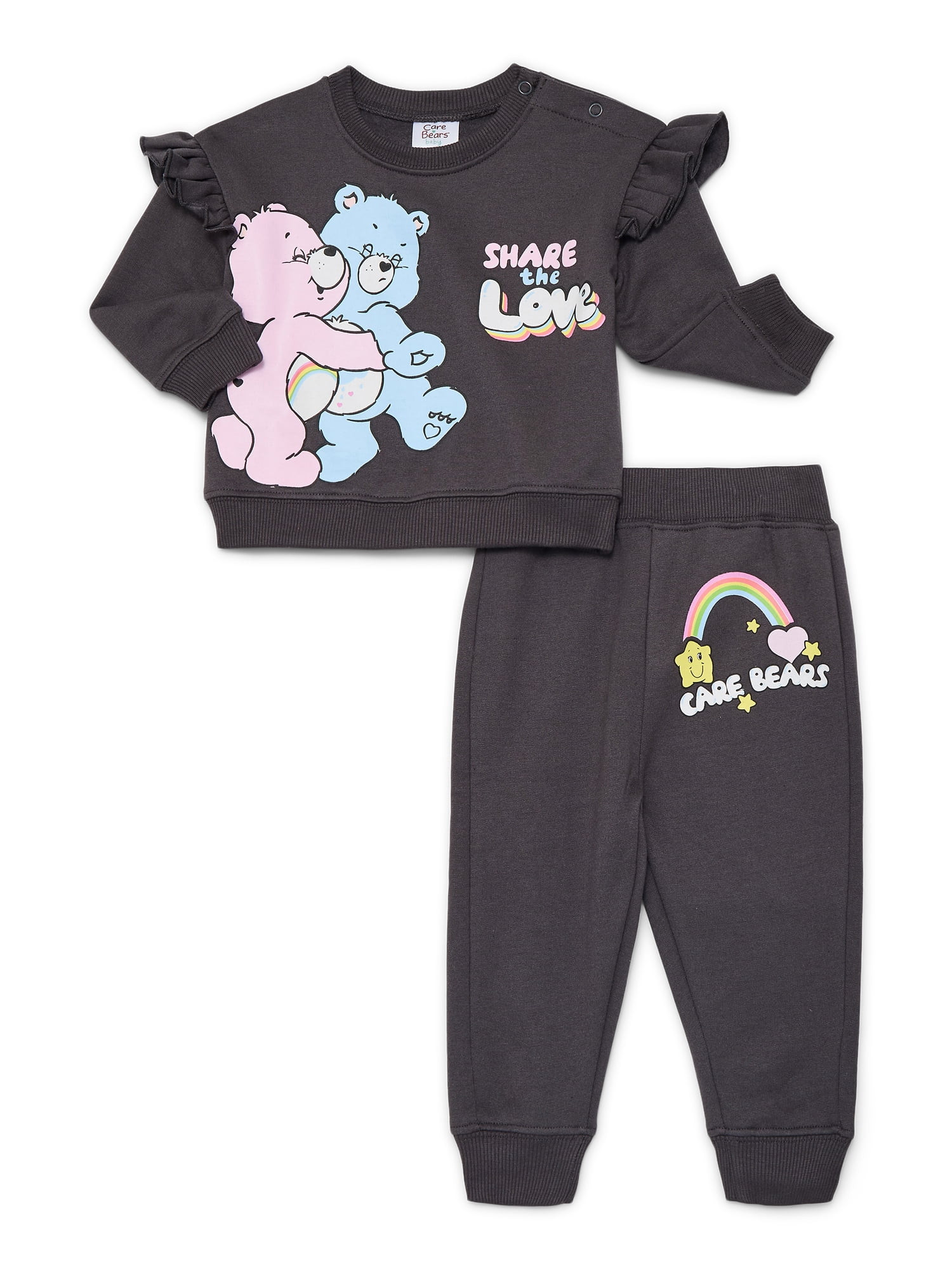 Care Bears Baby Girls Fleece Crewneck Top and Pants Set, Sizes 0M-24M | Walmart (US)