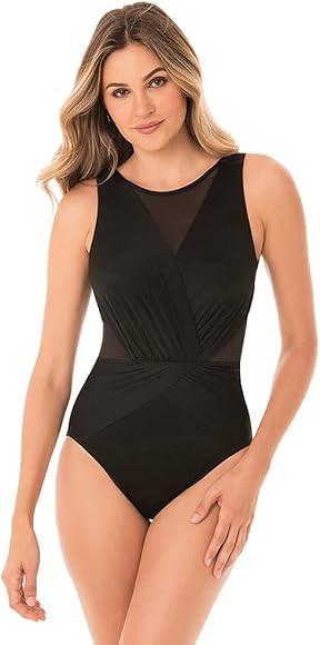 Miraclesuit Women's Swimwear Illusionist Palma Tummy Control High Neckline Soft Cup One Piece Swi... | Amazon (US)