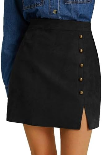 Women's Faux Suede Side Split Bodycon Fall Mini Skirt | Amazon (US)
