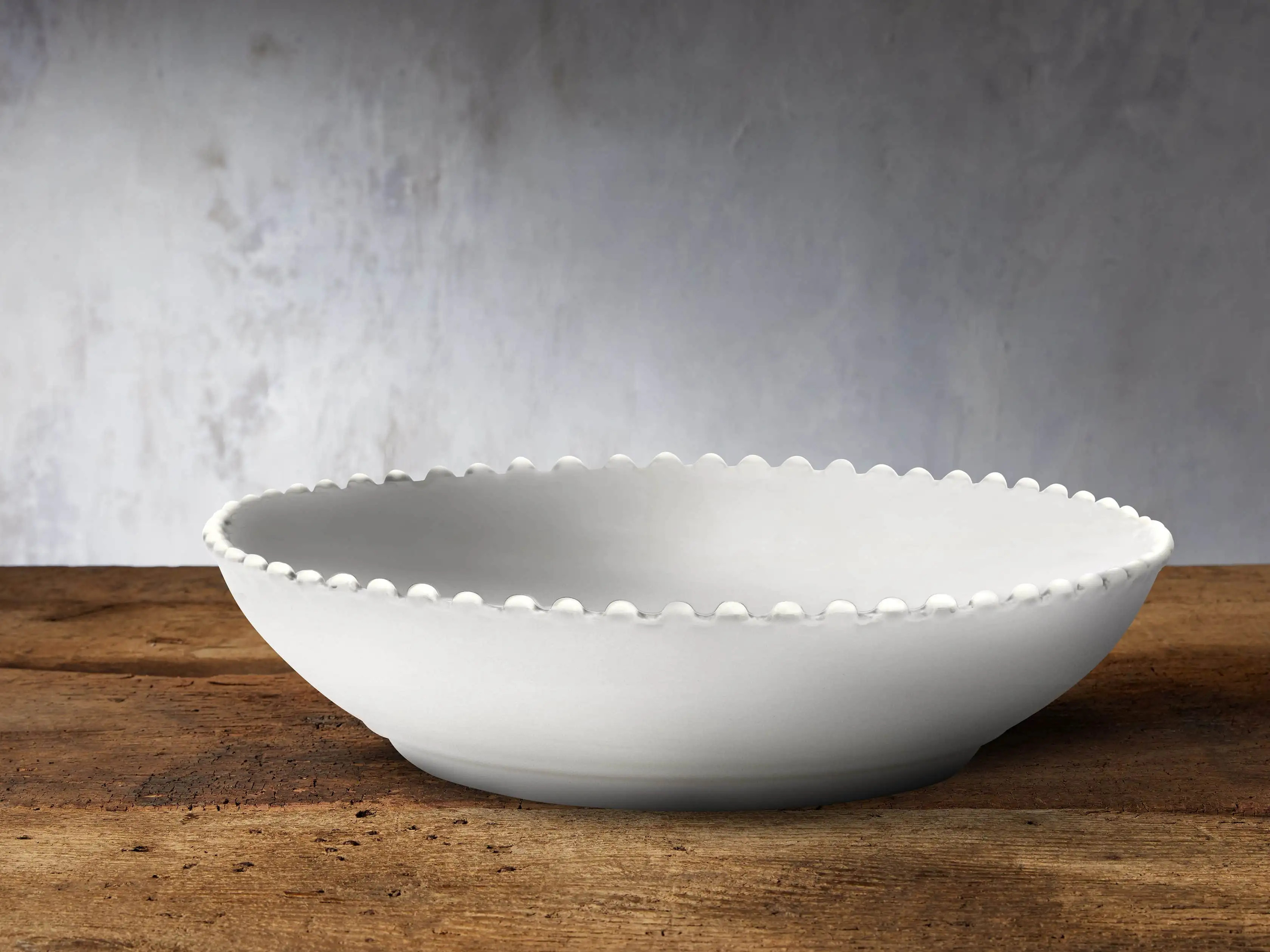 Avignon White Soup Bowls with Pearl Trim (Set of 4) | Arhaus