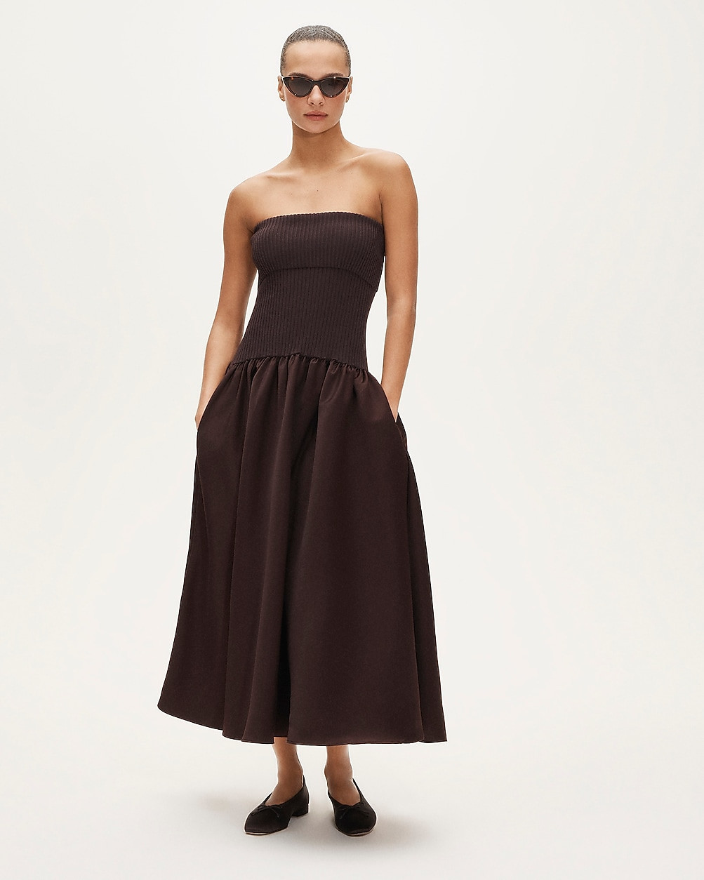 Collection foldover mixy dress in duchesse satin | J. Crew US