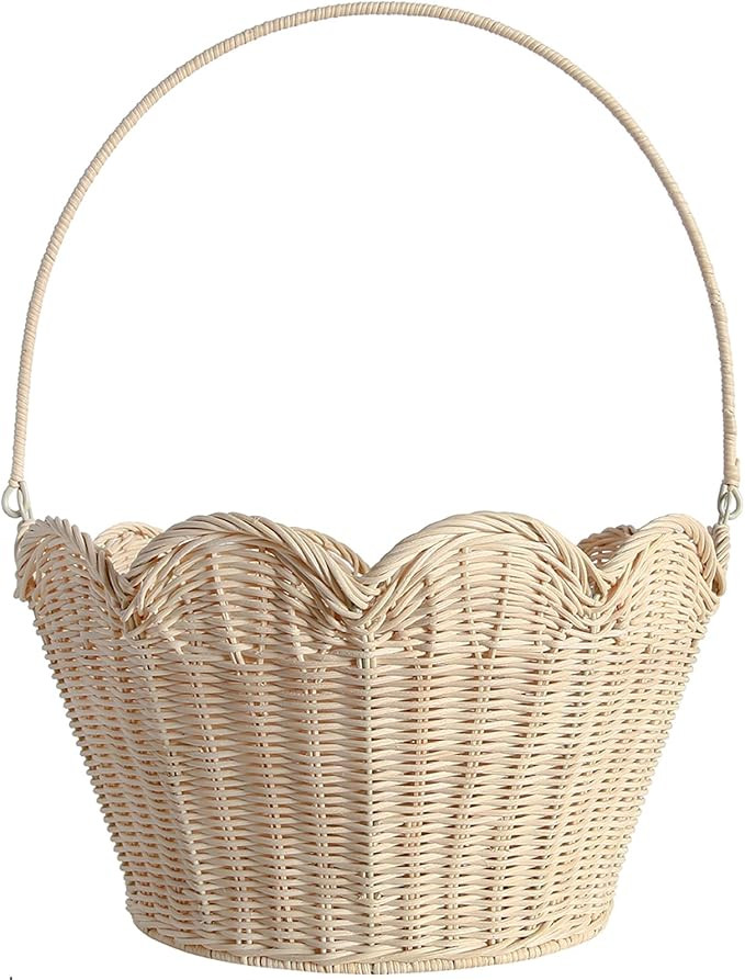 Handwoven Natural Rattan Storage Basket, Round Sturdy Design Wicker Baskets with Handles, Multipu... | Amazon (US)