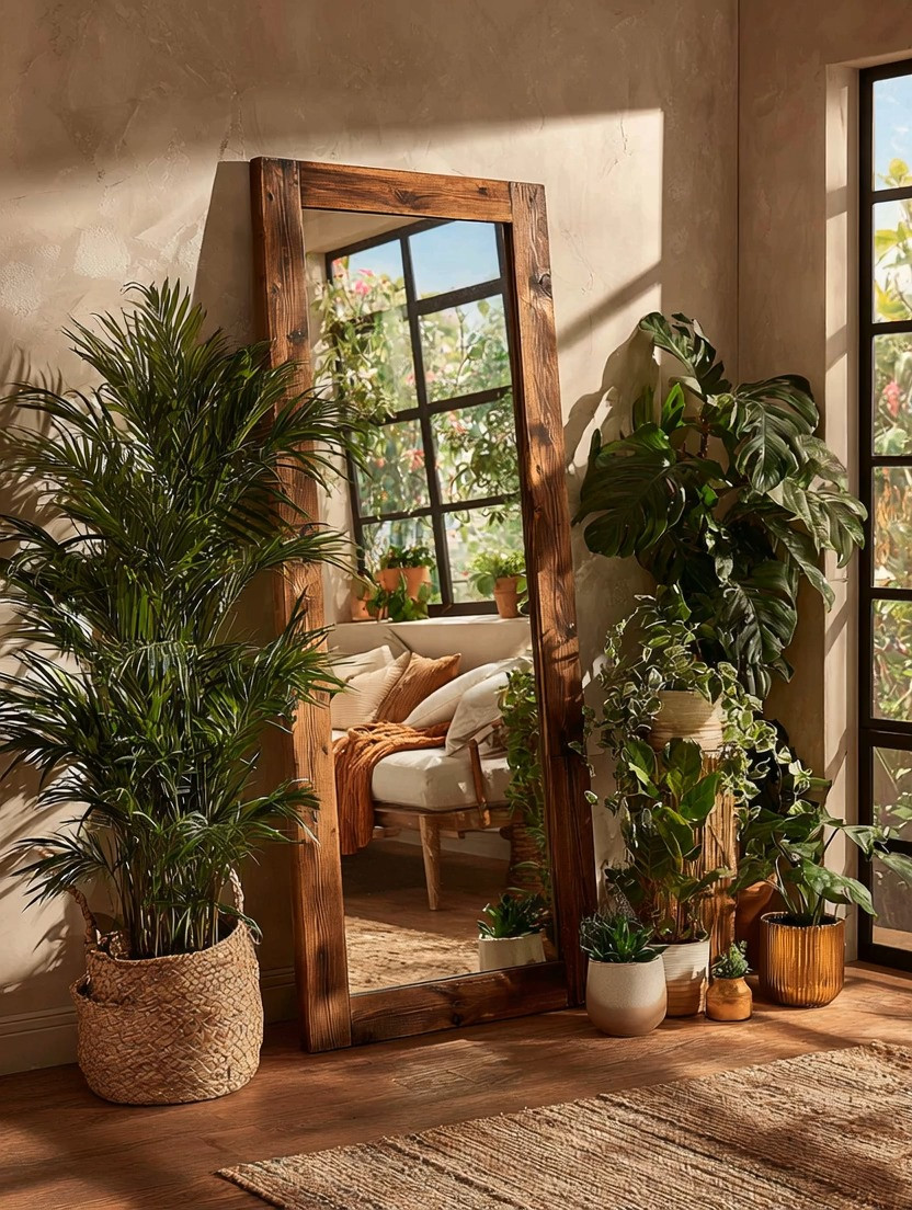 This wooden-frame mirror and layered greenery create the perfect grounding energy for a natural, calming home. It’s warm, earthy, and beautifully intentional — the kind of corner that instantly shifts the mood of a room. And the best part? It doubles as the perfect spot for influencer-style photos, even if you’re not an influencer. A simple setup that feels organic, elevated, and effortlessly photogenic.

#woodenmirror #naturalhomevibes #groundingenergydecor #indoorplantsdecor #influencerstylecorner #elegantanddriven 

 #LTKHome