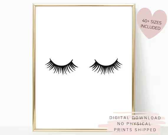Lashes Wall Decor Sleeping Eyes Makeup Wall Art Printable | Etsy | Etsy (US)