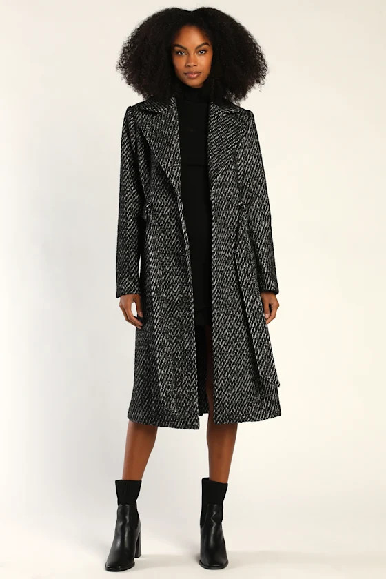 In Any Weather Black Herringbone Trench Coat | Lulus (US)