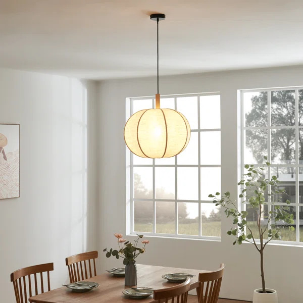 Wynogene Haddington Pumpkin-Shaped Pendant Light 1-Light Hanging Fixture for Kitchen, Dining Room... | Wayfair North America