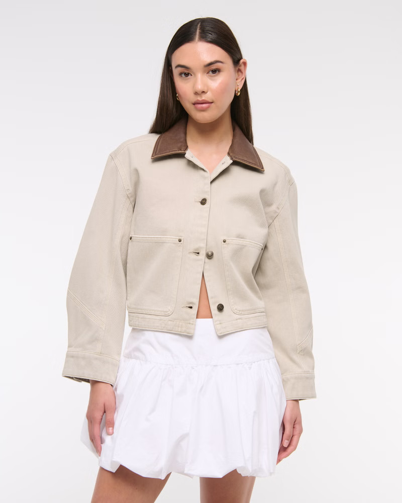 Women's Short Twill Barn Jacket | Women's Coats & Jackets | Abercrombie.com | Abercrombie & Fitch (US)