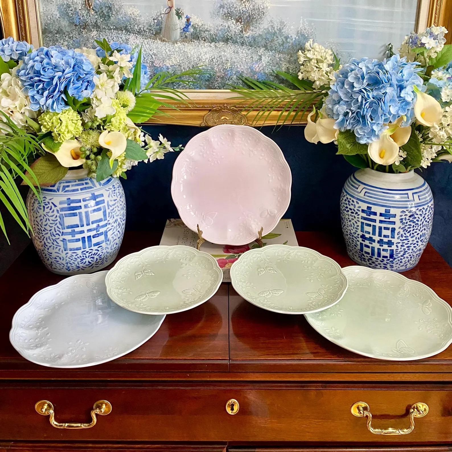 Set of 5 Vintage Lenox “Butterfly Meadow” Embossed Pastel 3 Dinner + 2 Salad Plates, Cottagec... | Etsy (Global)