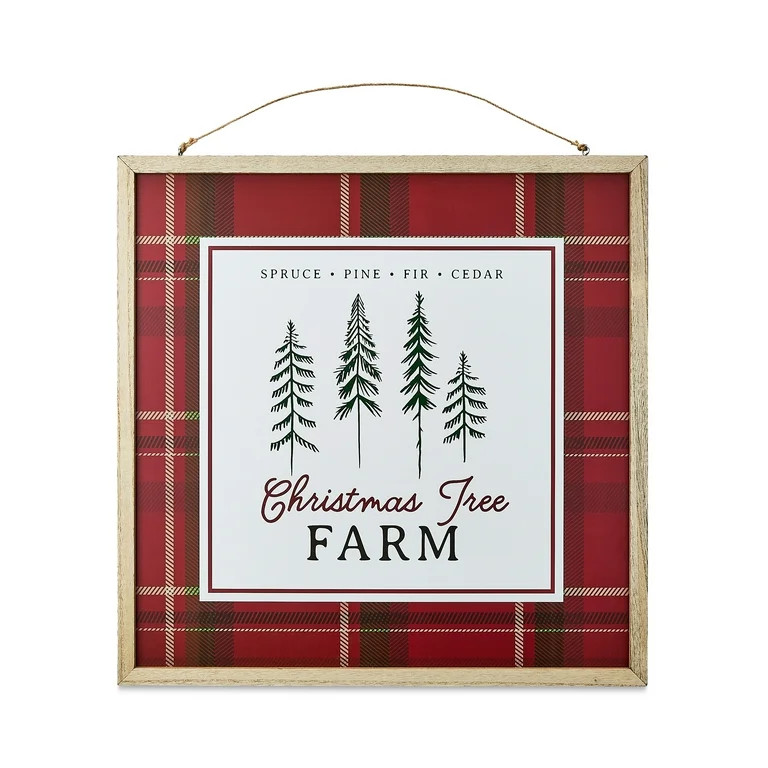 Reversible Merry Christmas/Christmas Tree Farm Christmas Hanging Sign, 24 in x 24 in, by Holiday ... | Walmart (US)
