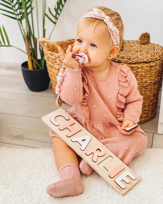 Wooden Name Puzzle by BusyPuzzle | Toddler Toys | Baby Girl Gifts | Gift for Kids | Babys First E... | Etsy (US)