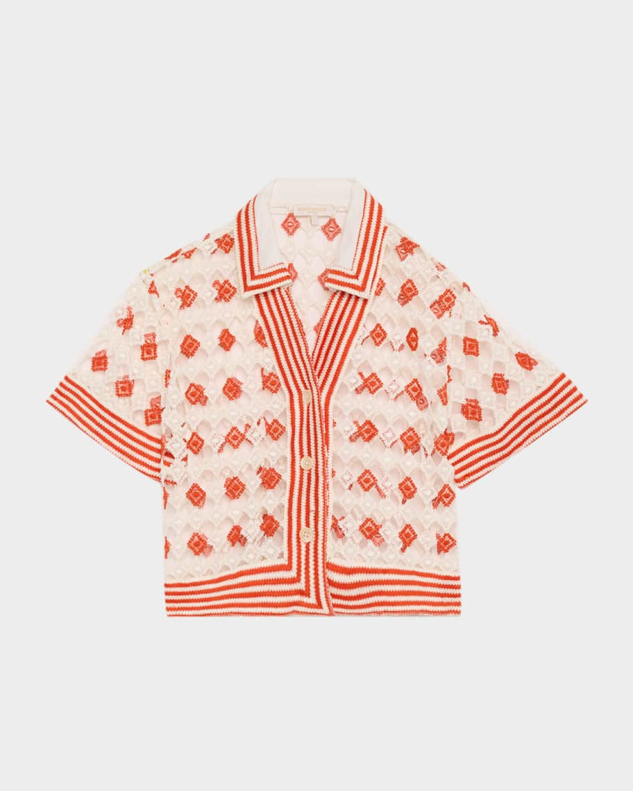 Betty Crochet Button-Front Coverup Top | Neiman Marcus