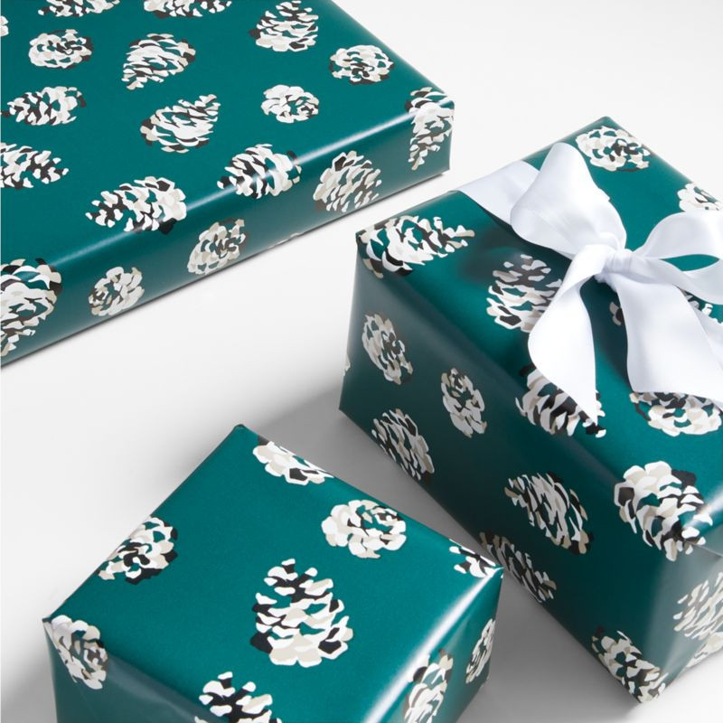 Scattered Pinecones Gift Wrap | Crate and Barrel | Crate & Barrel