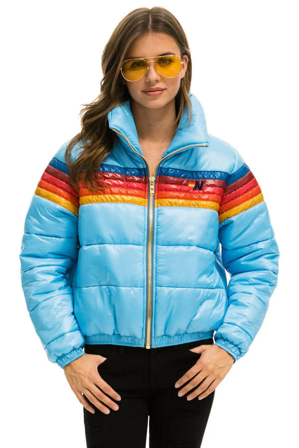 5 STRIPE LUXE APRES PUFFER JACKET - GLOSSY SKY | Aviator Nation