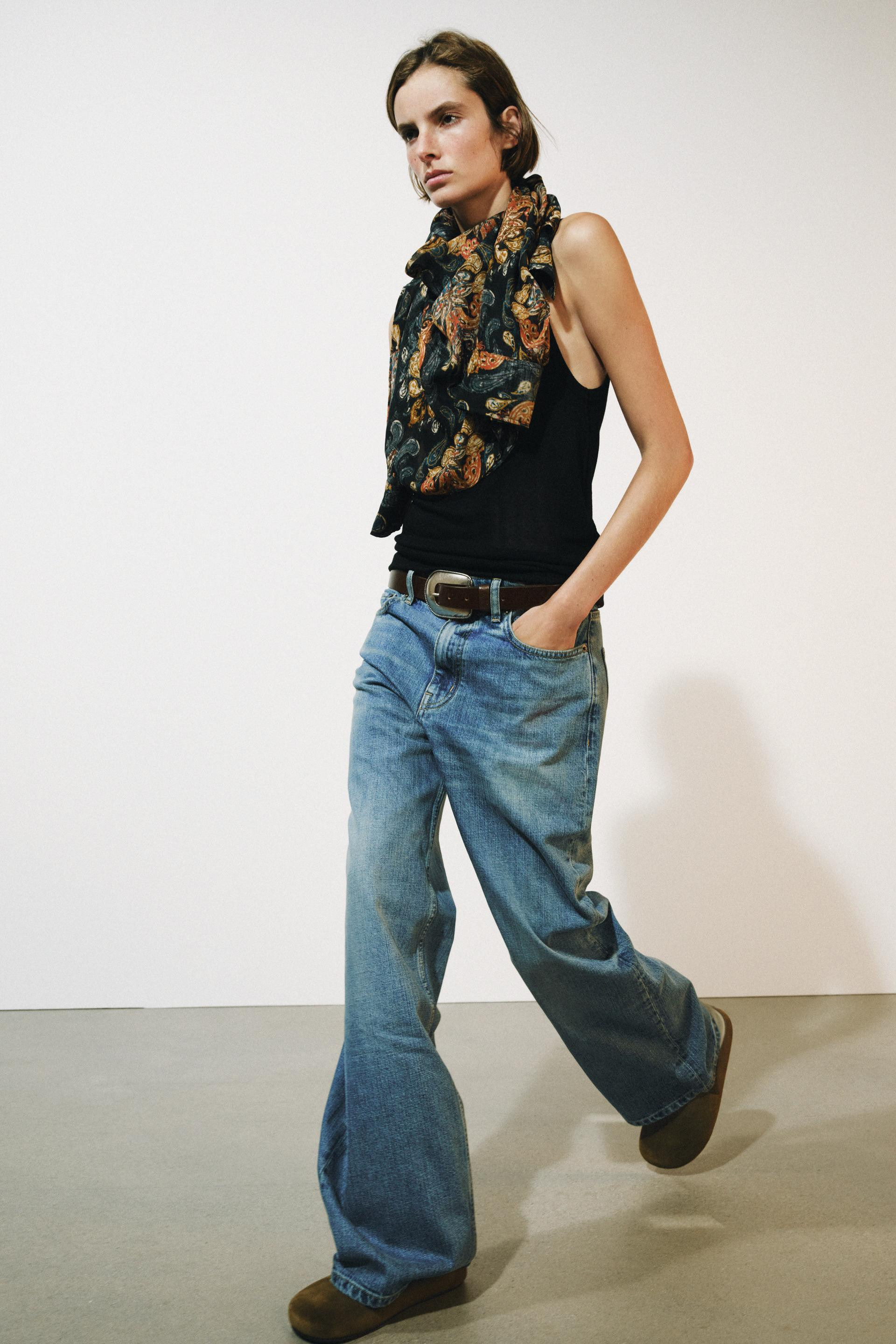 Zara - Zw Collection Relaxed Wide Leg Jeans Mit Niedriger Leibhöhe - Mittelblau - Eu 40 (Us 29) - Damen | Zara DE