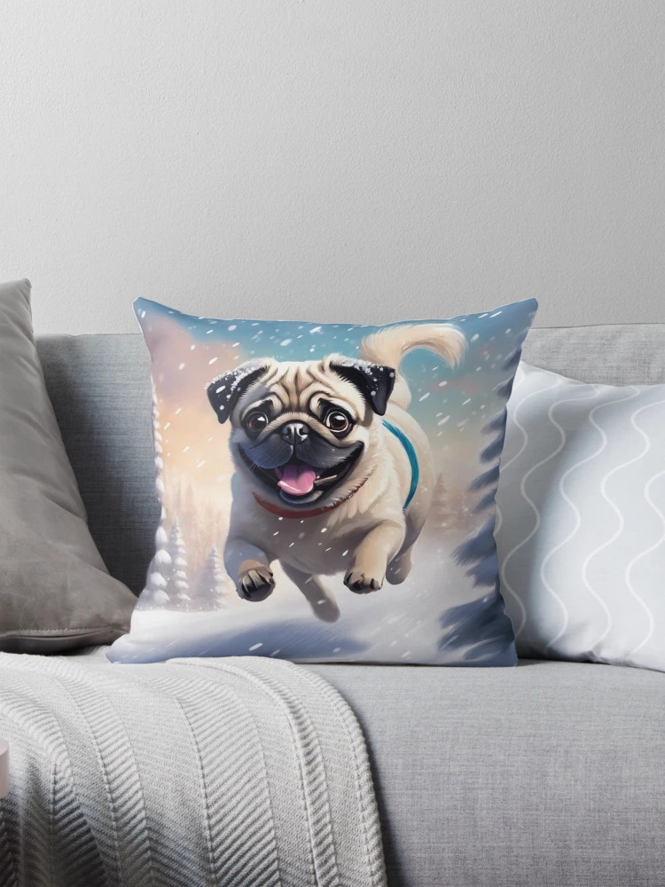 Snow Fawn Pug Pillow | Redbubble (US)