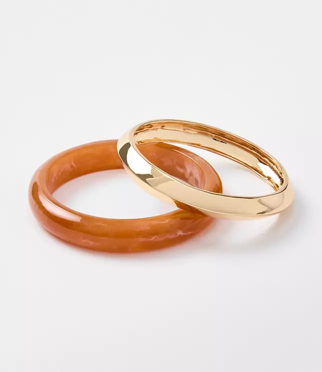 Resin & Metallic Bangle Bracelet Set | LOFT