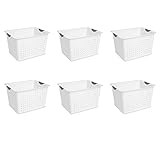 Sterilite 16288006 Deep Ultra Basket, White Basket w/ Titanium Inserts, 6-Pack | Amazon (US)