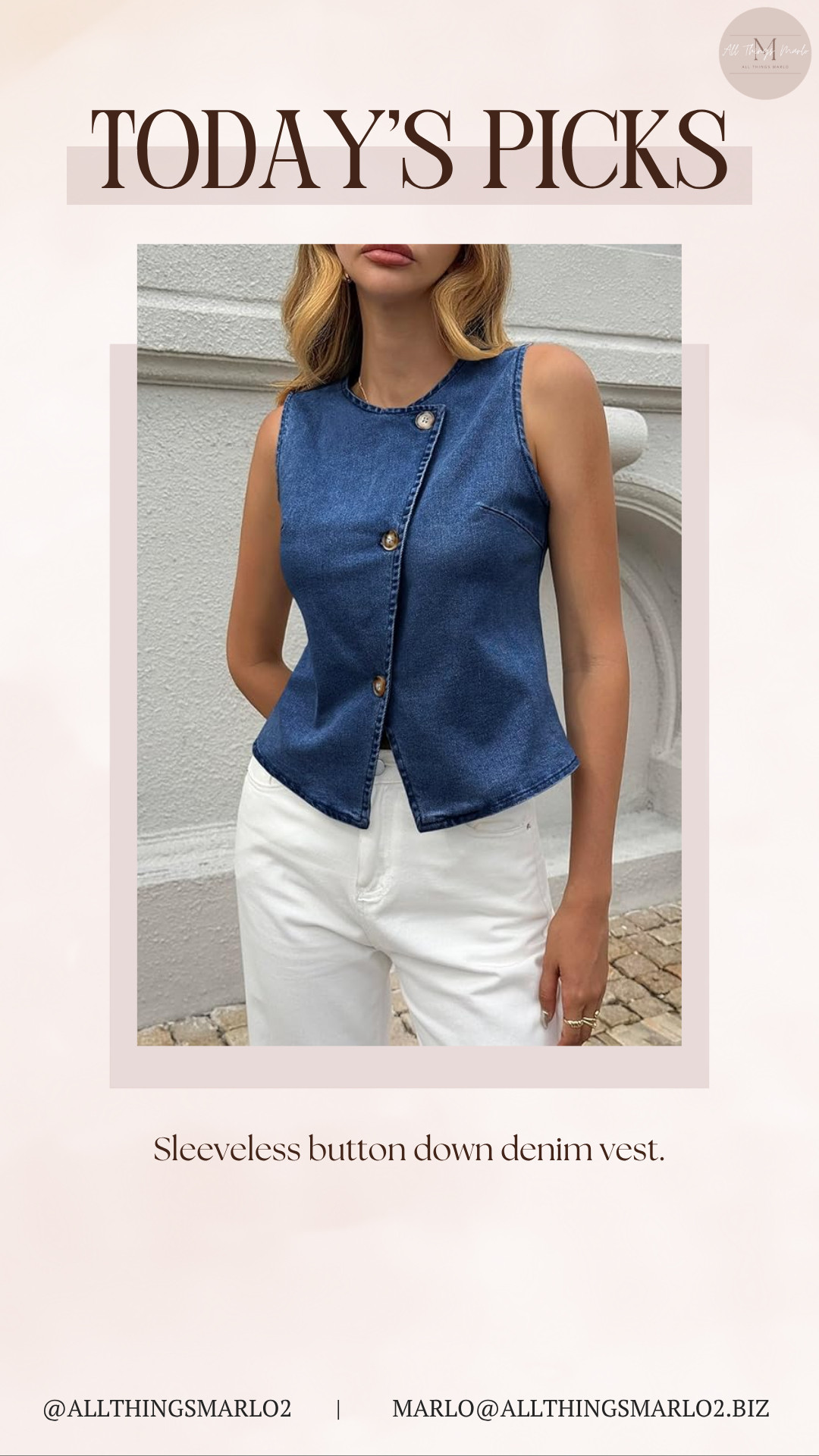 Sleeveless button down denim vest. 

 #LTKSeasonal #LTKWorkwear #LTKTravel