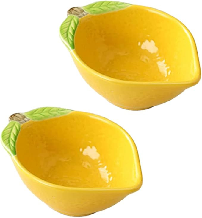 123Arts Ceramic Dessert Bowls, Set of 2, Lemon Shape Side Dishes, Snack Bowls | Amazon (US)