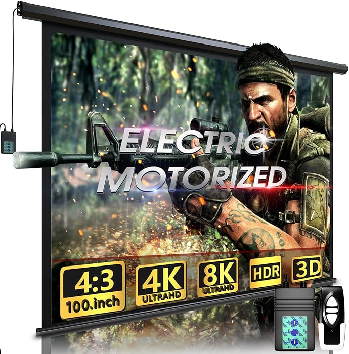 Motorized Projector Screen - Indoor and Outdoor Movies Screen Electric Projector Screen W/Remote ... | Amazon (US)
