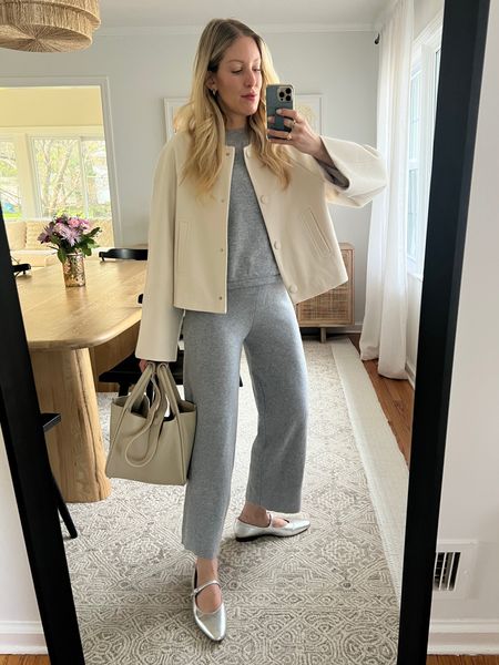 Cashmere sweats set = cozy chic hug for your body

Cashmere “LIZ” set: Kilte Collection (wearing a small, LIZTEICH50 for $50 off)

Shoes: 7or9 (so comfy!!)

Bag: Songmont (medium)

Earrings: Machete

Jacket: CoatAShop (LIZ15 for 15% off)

#LTKover40 #LTKstyletip #LTKworkwear