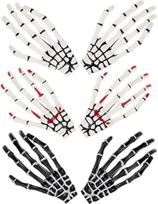 6 Pieces Halloween Skeleton Hands Bone Hair Clips Claws Skull Hand Hair Clip Hairpin Zombie Punk ... | Amazon (US)