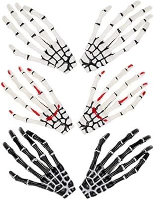 6 Pieces Halloween Skeleton Hands Bone Hair Clips Claws Skull Hand Hair Clip Hairpin Zombie Punk ... | Amazon (US)