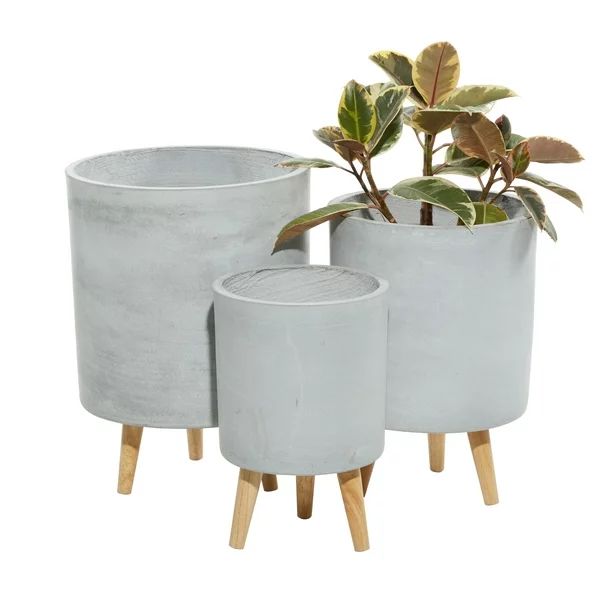 DecMode 12", 15", 17" Grey Fiber Clay Contemporary Planter, 3 - Pieces | Walmart (US)