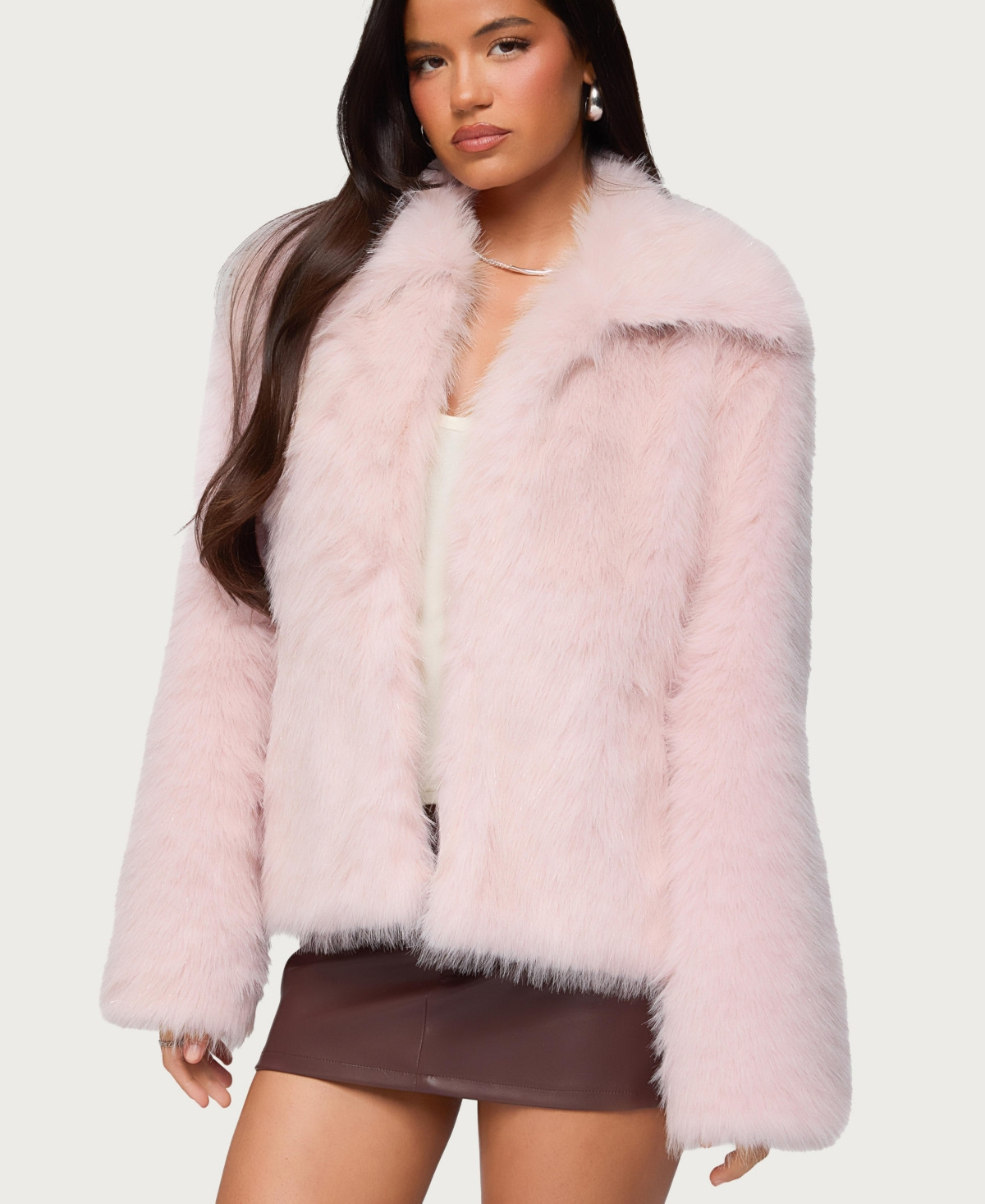 Edikted Women's Noelle Oversized Faux Fur Jacket - Pink | Macy's