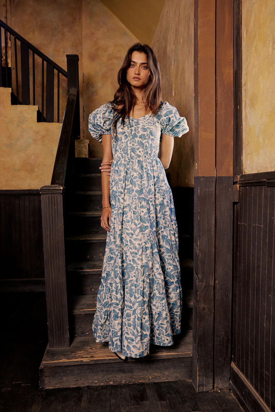 Robbie Floral Midi Dress in Blue | Böhme US