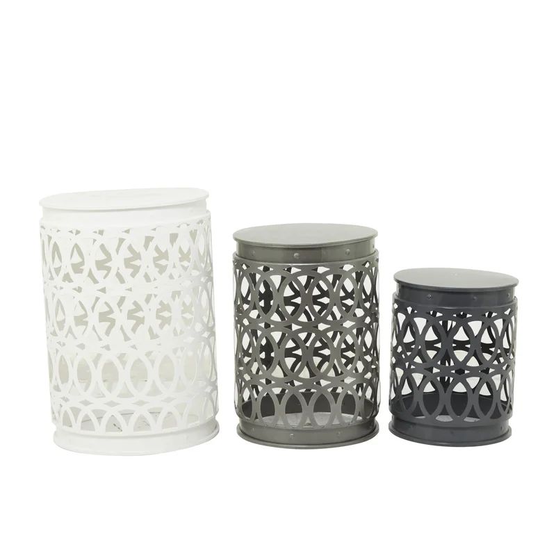 Multi Colored Metal Indoor Outdoor Nesting Accent Table with Carved Trellis Design 3 - Pieces | Wayfair North America