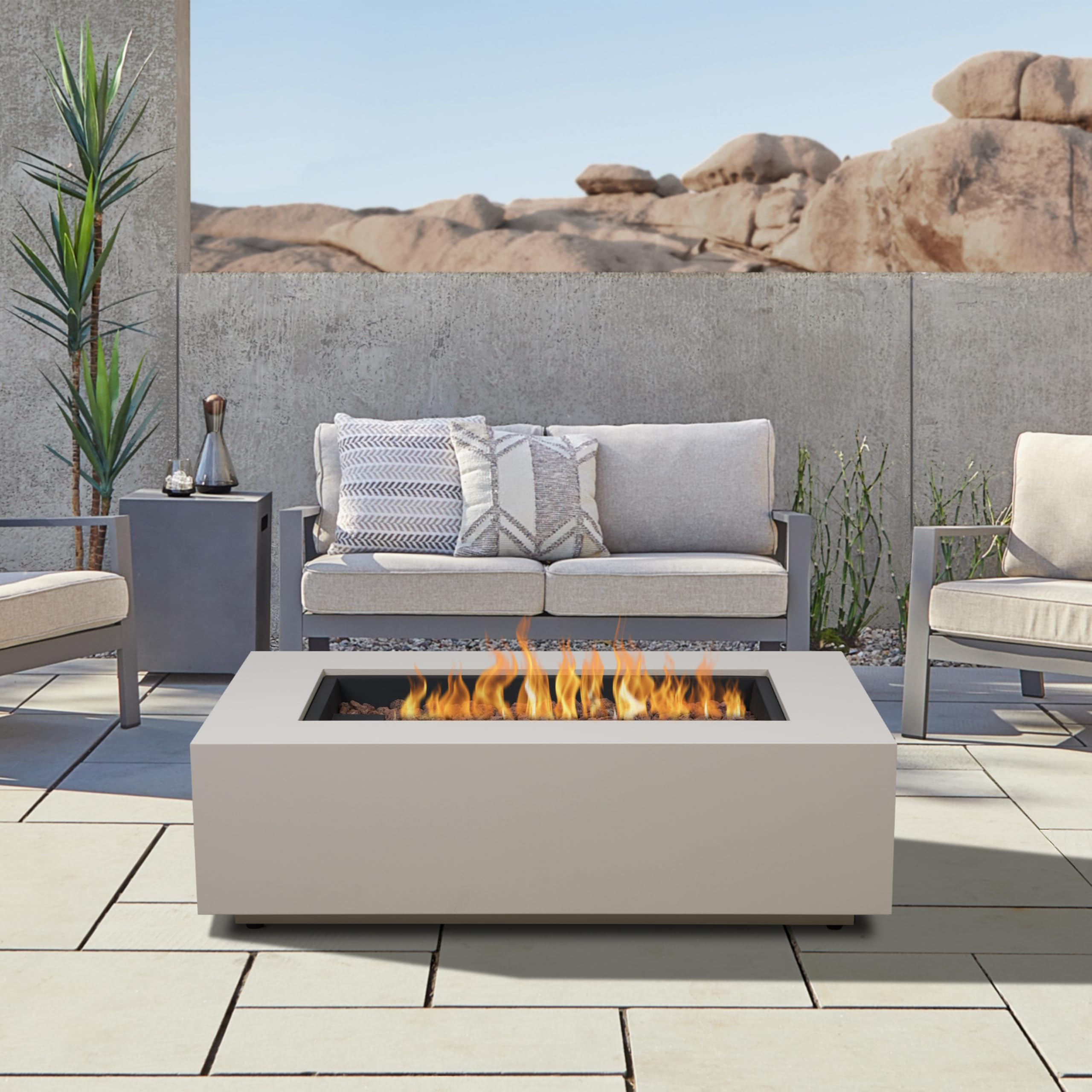 Real Flame Aegean 50in Rectangle Propane or Natural Gas Fire Pit Table, 50,000 BTU, Powder-Coated... | Amazon (US)
