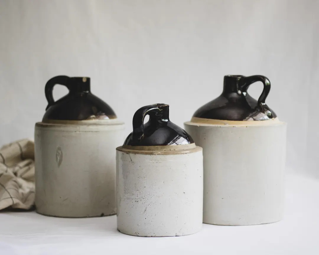 Antique Two Tone Stoneware Whiskey Jug: Primitive Farmhouse Decor | Etsy (US)