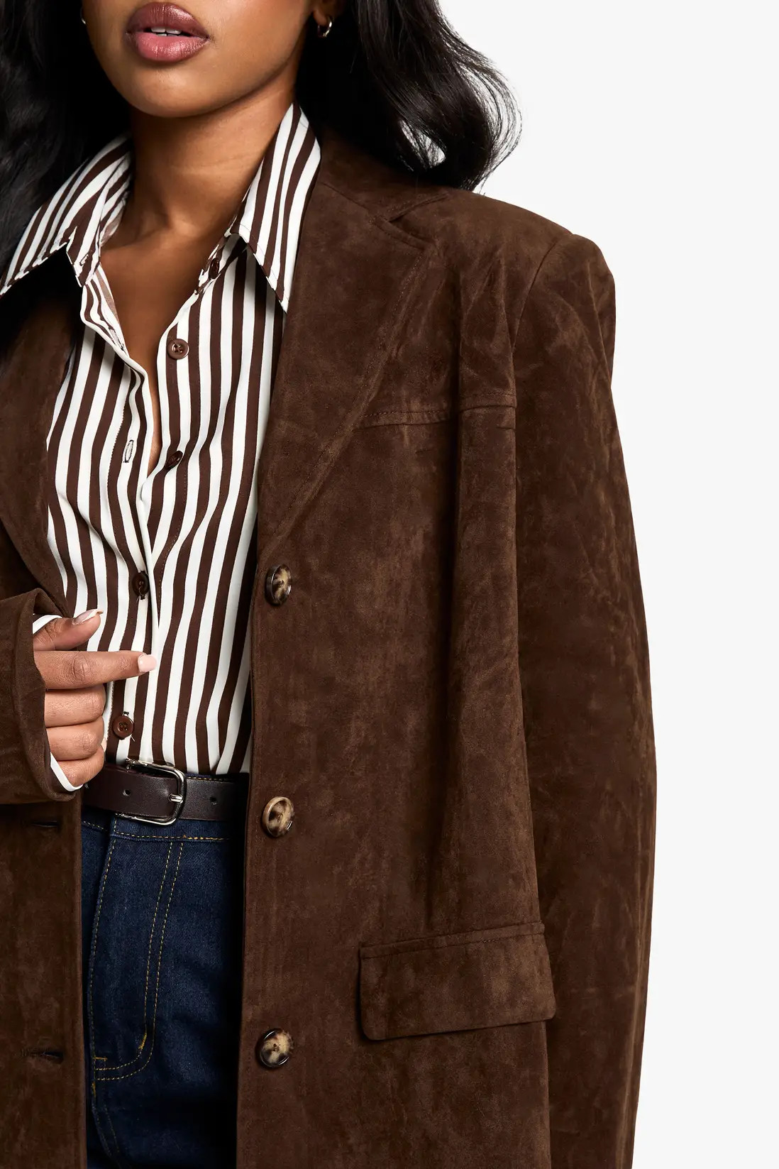 Chocolate Vintage Look Faux Suede Oversized Blazer | Boohoo | Boohoo.com (UK & IE)