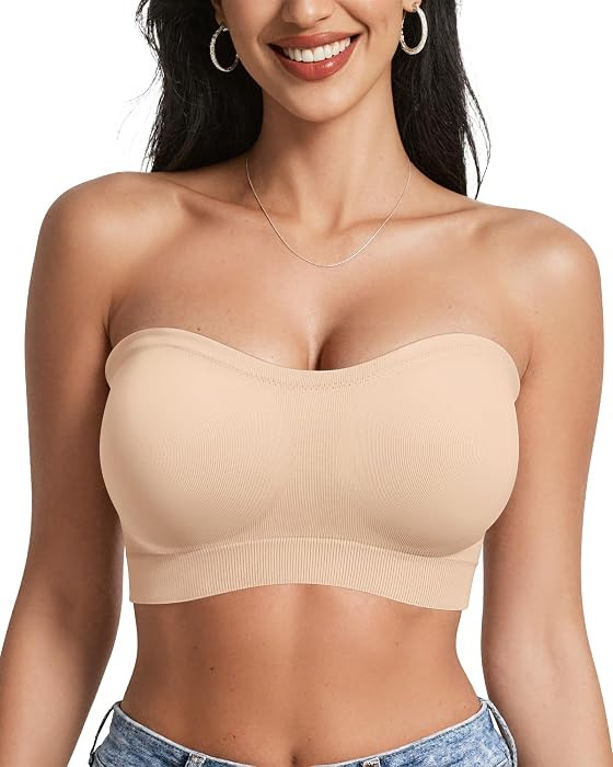 OEAK Womens Push Up Strapless Bras Wireless Bandeau Plus Size Seamless Bra | Amazon (US)
