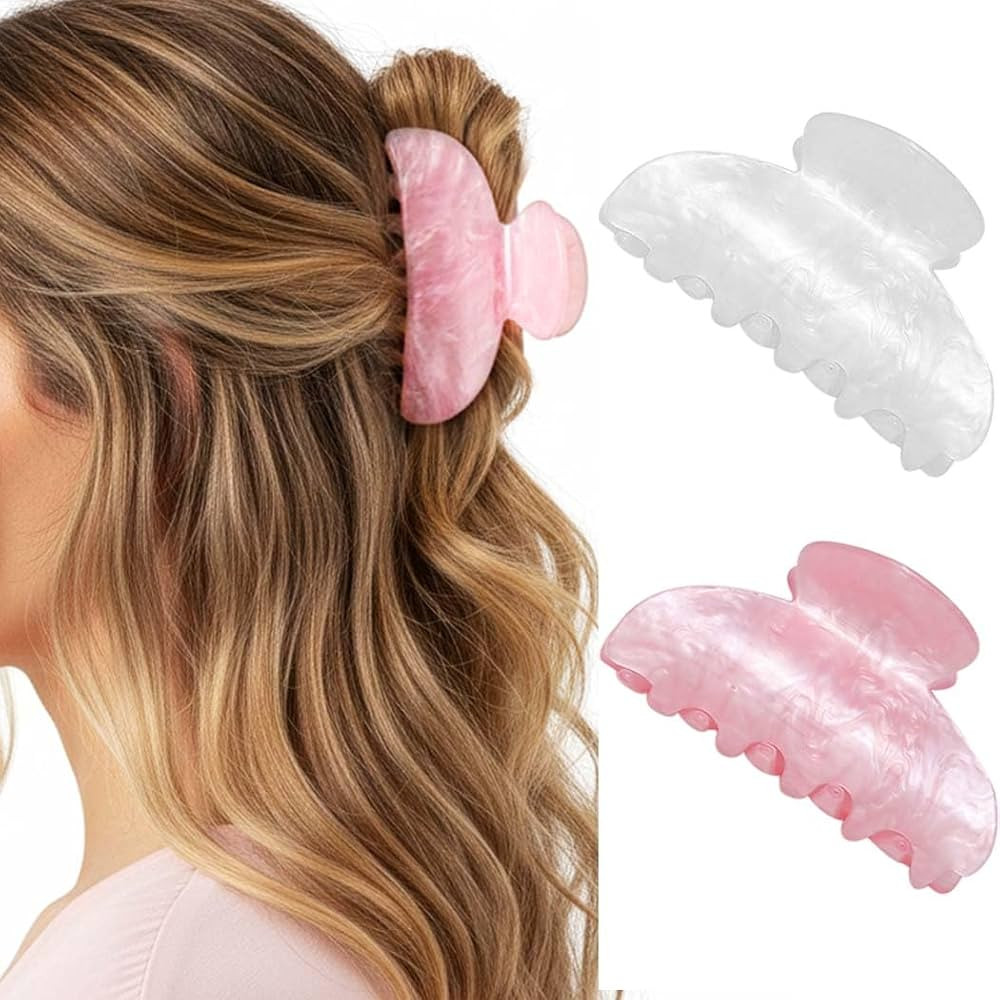Fashey Acrylic Claw Clip Pink Hair Clips Cute Medium Hair Claws Hair Accessories for Women (Pink+... | Amazon (US)