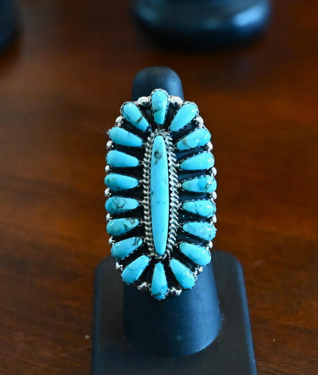 New LONG Genuine Navajo Size 6.5 Sterling Ring by Davin BENALLY W/ Baby Blue Sleeping Beauty Turq... | Etsy (US)