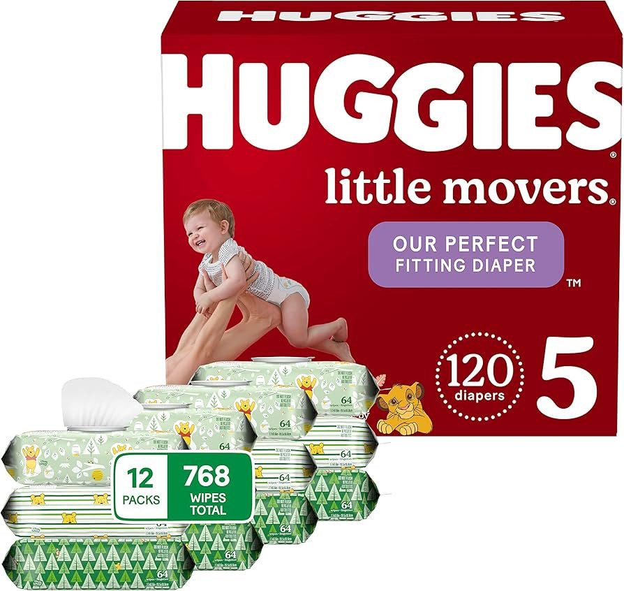 HUGGIES Baby Diapers and Wipes Bundle: Huggies Little Movers Size 5, 120ct & Natural Care Sensiti... | Amazon (US)