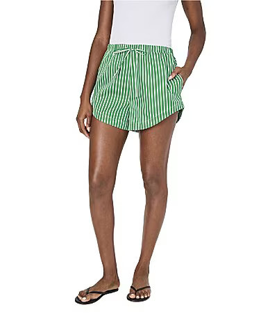 French Connection Alexis Striped Poplin Drawstring Mid Rise Shorts - L | Dillard's