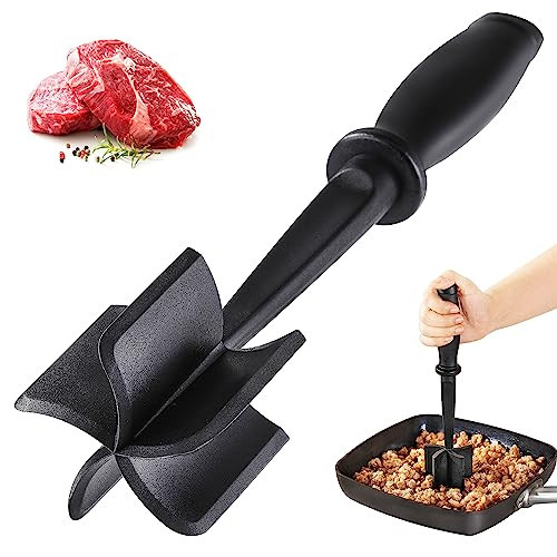 Meat Chopper for Ground Beef, Heat Resistant Meat Masher for Hamburger Meat, 5 Curved Blades Ground Beef Smasher, Nylon Meat Spatula Chopper, Non Stick Hamburger Chopper, Mix and Chop Kitchen Tool | Amazon (US)