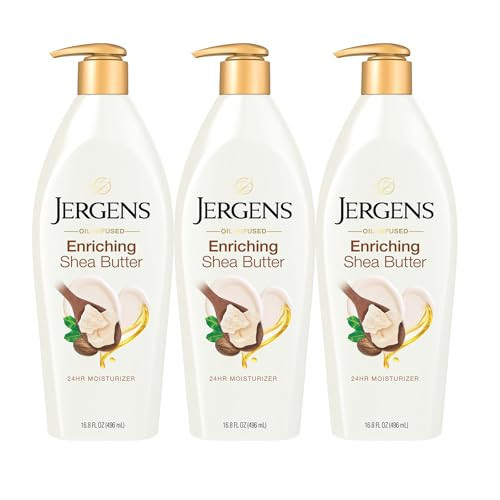 Jergens Shea Butter Hand and Body Lotion, Deep Conditioning Moisturizer, 3X More Radiant Skin, with Pure Shea Butter, Dermatologist Tested, 16.8 Oz, Pack of 3 | Amazon (US)