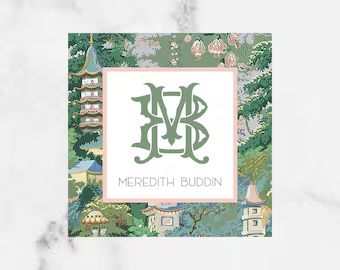 Chinoiserie Single Initial Monogram Enclosure Cards | Etsy | Etsy (US)