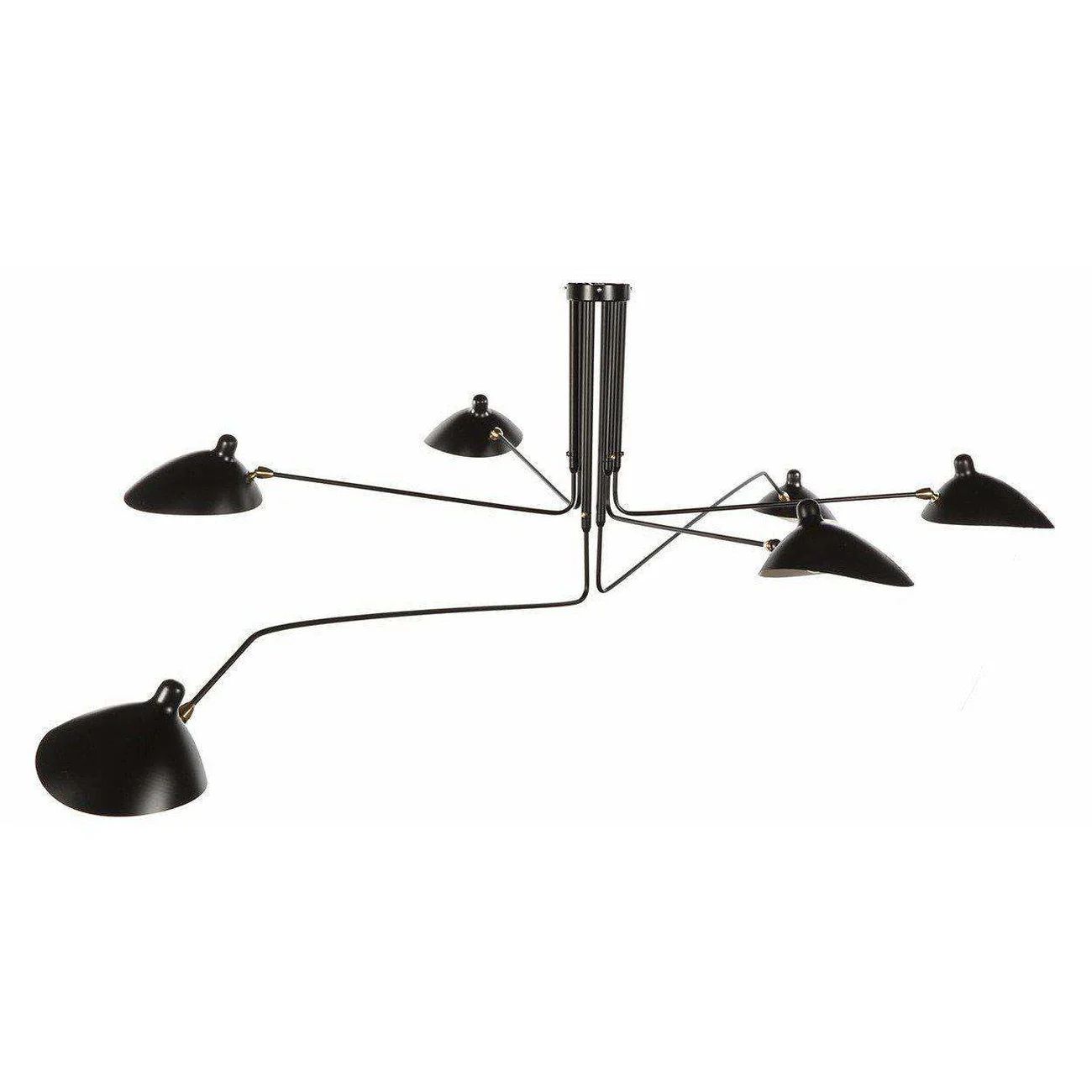 Mouille Six Arm Ceiling Lamp - Black | France and Son