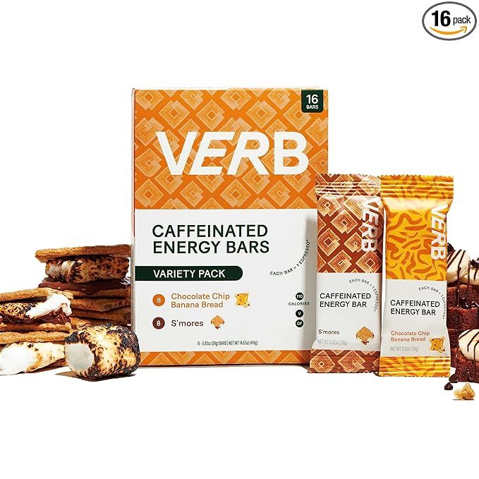 Verb Energy - Variety Pack Caffeinated Snack Bars - 2 Flavors S'mores & Chocolate Chip Banana Bre... | Amazon (US)