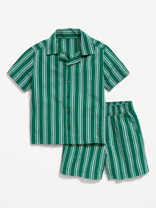 Short-Sleeve Striped Poplin Shirt and Shorts Set for Toddler Boys | Old Navy (US)