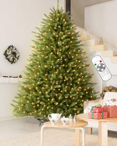 9FT Pre-lit Christmas Tree Premium Artificial Spruce Remote Control with 1200 Warm White & Multi-Color Lights, Hinged/Feel Real/Realistic/Full Fir Dual Color Xmas Tree 9 Feet Outdoor Festive Holiday | Amazon (US)