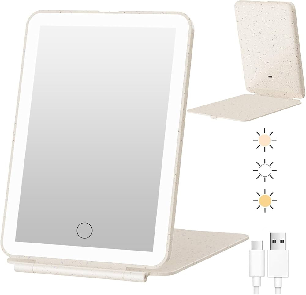 FUNTOUCH Rechargeable Travel Makeup Mirror with 72 Led Lights, Portable Lighted Makeup Mirror, 3 ... | Amazon (US)