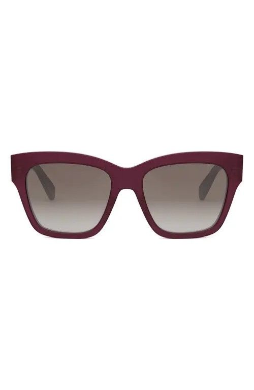 CELINE Triomphe 55mm Round Sunglasses in Shiny Bordeaux /Brown at Nordstrom | Nordstrom