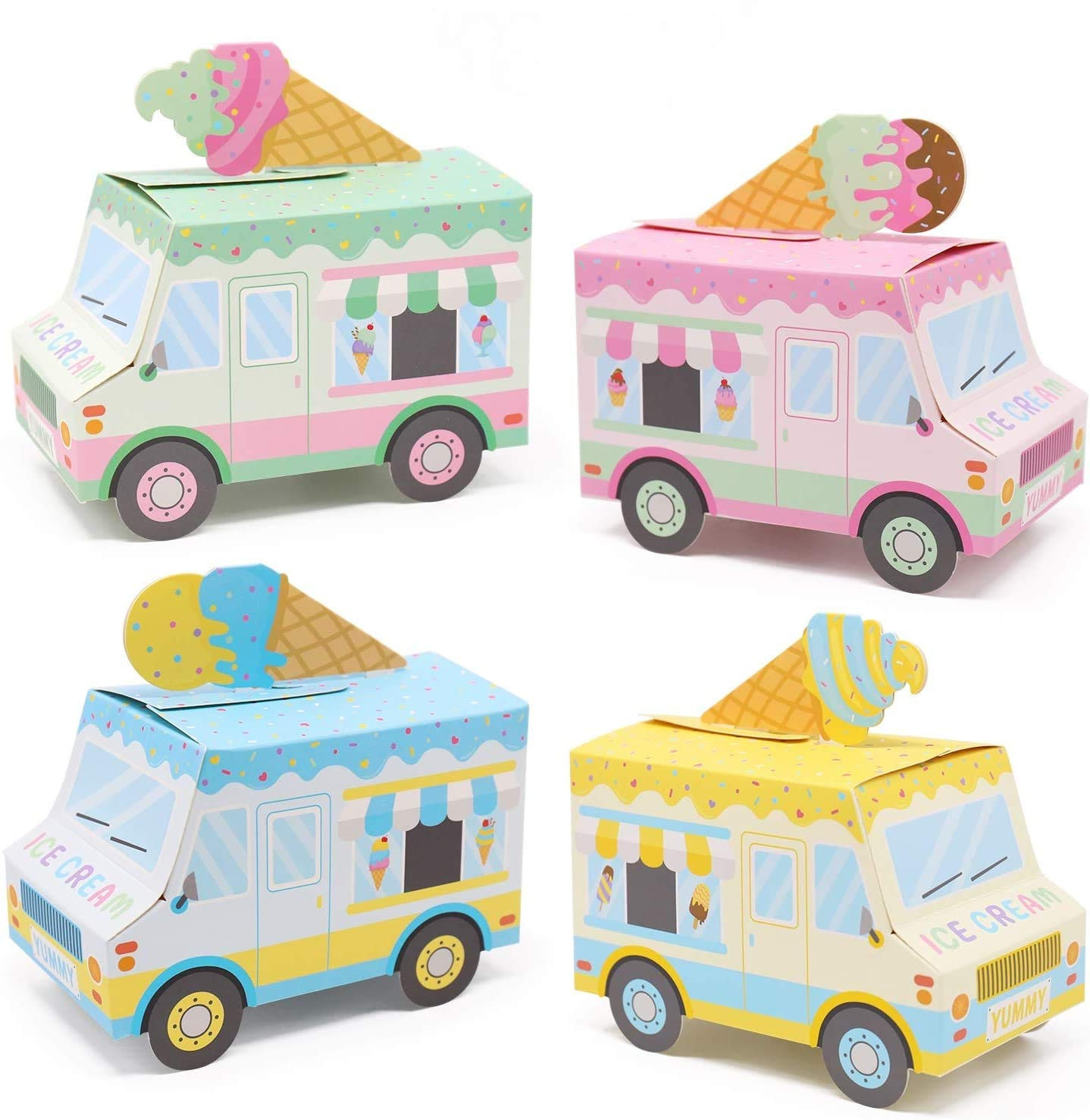 Ice Cream Party Favor Boxes Ice Cream Truck Shape Treat Boxes for Summer Goodie Candy Boxes Sprin... | Amazon (US)
